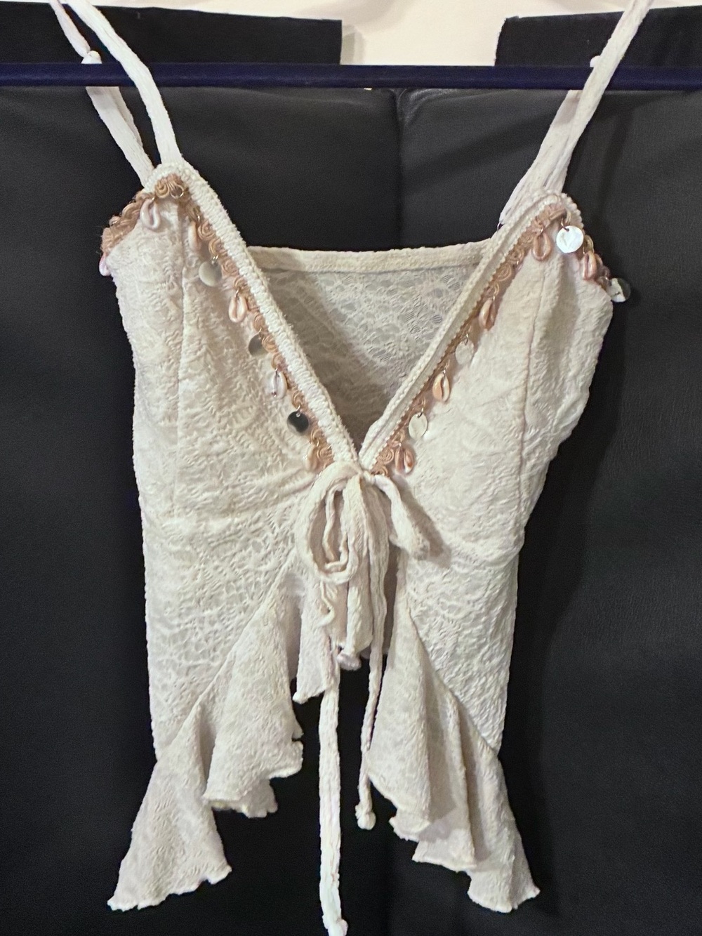 Women’s Cream Lace Tie-Front Camisole